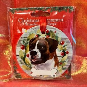 Boxer Dog Christmas Ornament NWT